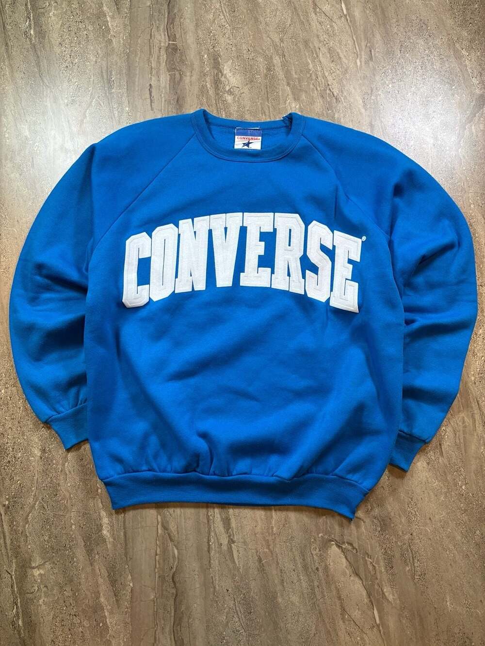 Vintage Converse Arch Logo Crewneck Sweatshirt Made in Canada Blue White Size S